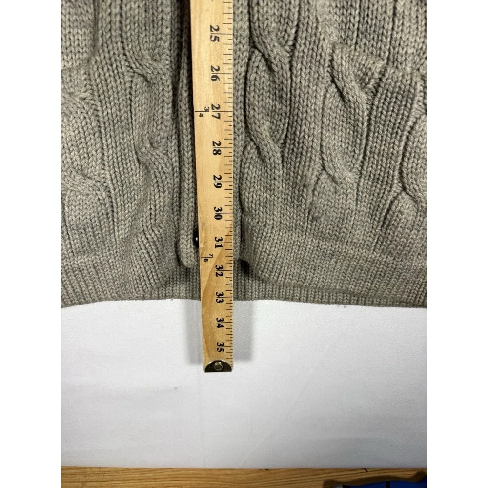 VTG Polo Ralph Lauren Wool Cardigan Mens XL Beige Shawl Collar Button Cable Knit